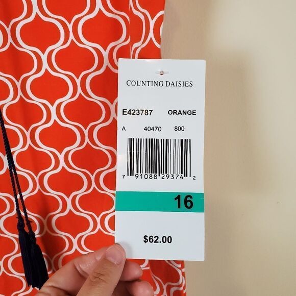 Counting Daisies Orange Printed Dress Size 16 Girls - Picture 4 of 7